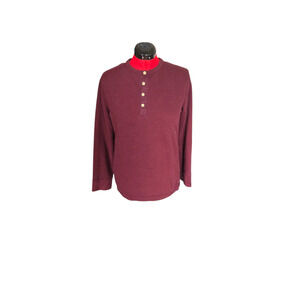 Goodfellow burgundy henley with cream buttons, size medium